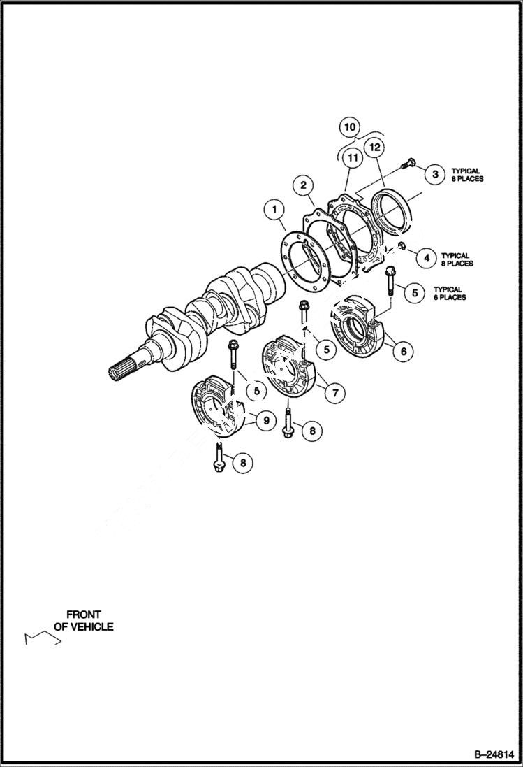 Схема запчастей Bobcat 2200 - MAIN BEARING CASE Diesel POWER UNIT