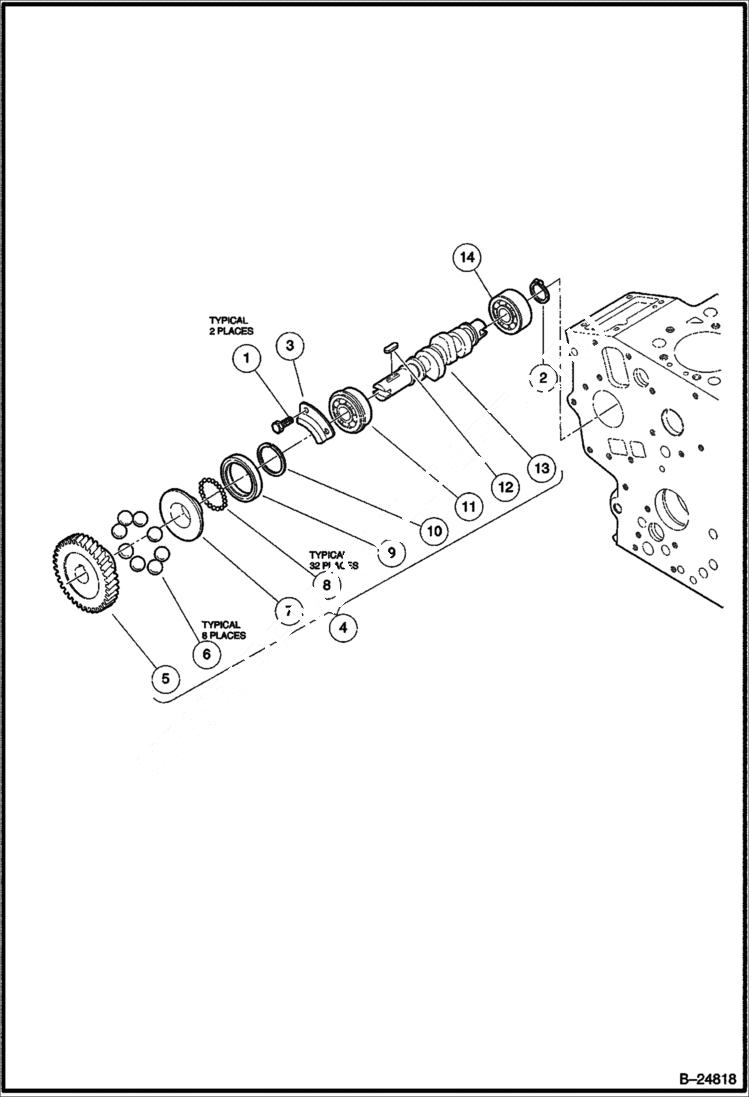 Схема запчастей Bobcat 2200 - FUEL CAMSHAFT Diesel POWER UNIT