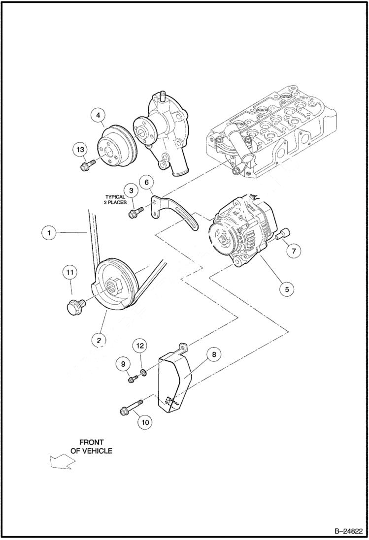 Схема запчастей Bobcat 2200 - ALTERNATOR Diesel 2353 11568 & Below ELECTRICAL SYSTEM