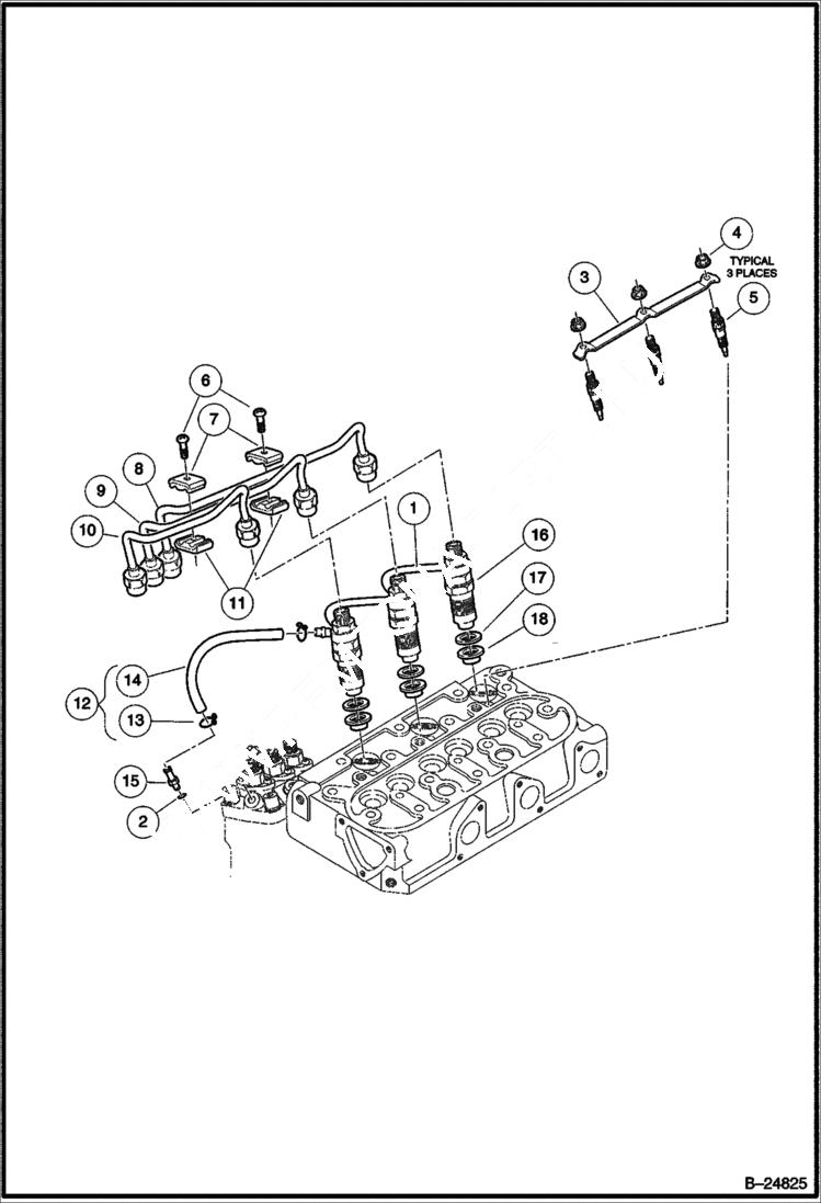 Схема запчастей Bobcat 2200 - NOZZLE HOLDERS & GLOW PLUG Diesel POWER UNIT