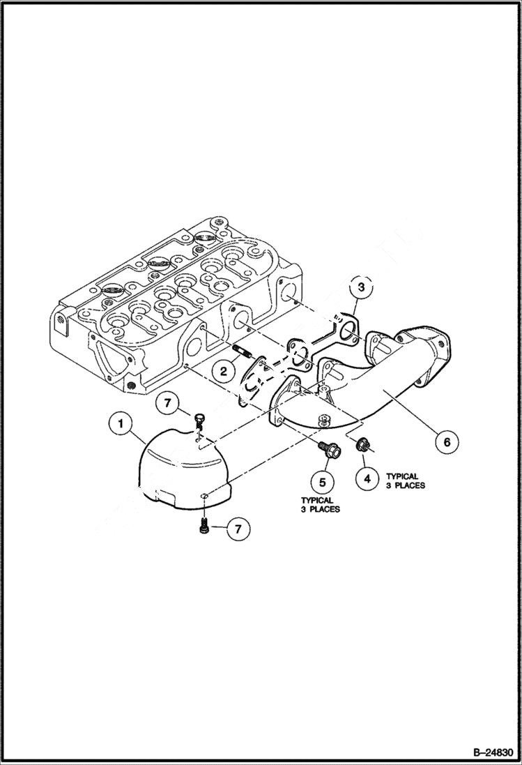 Схема запчастей Bobcat 2200 - EXHAUST MANIFOLD Diesel POWER UNIT