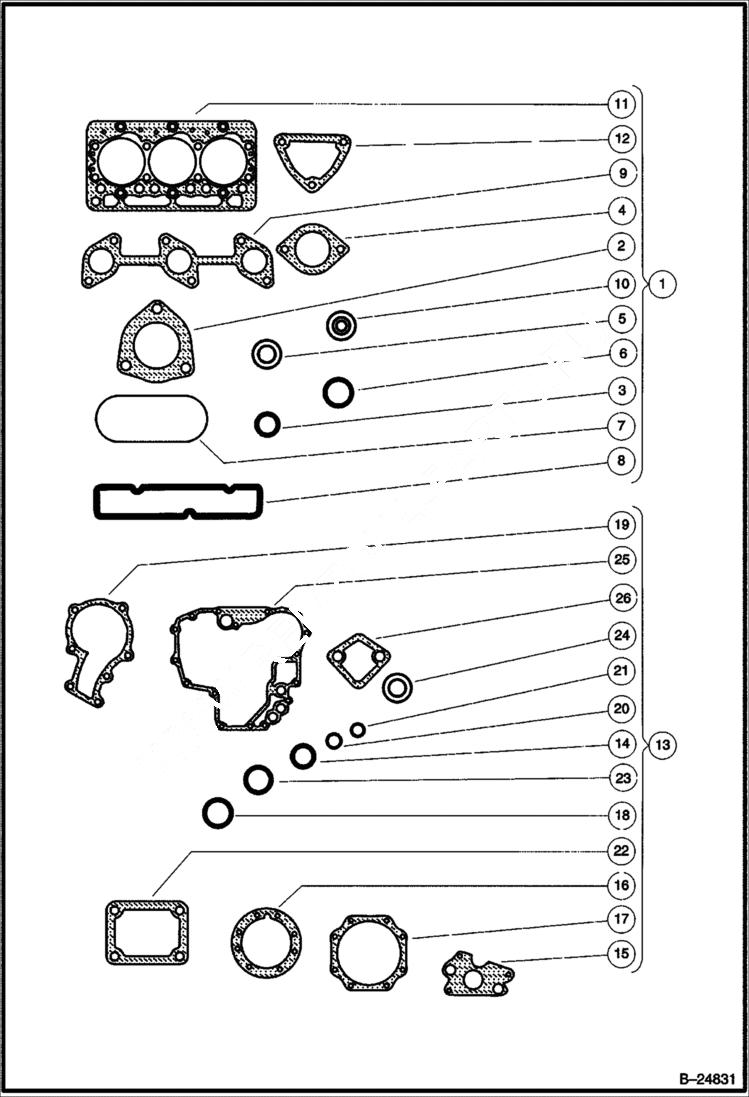 Схема запчастей Bobcat 2200 - GASKET KITS Diesel POWER UNIT