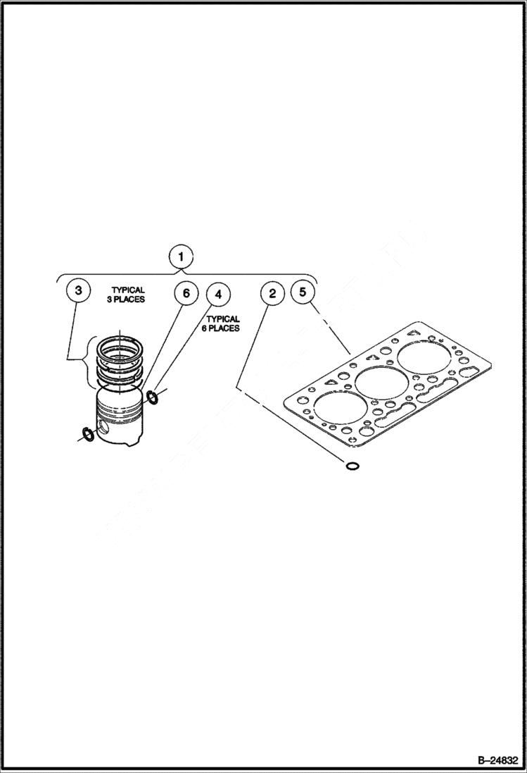 Схема запчастей Bobcat 2200 - PISTON KIT Diesel POWER UNIT