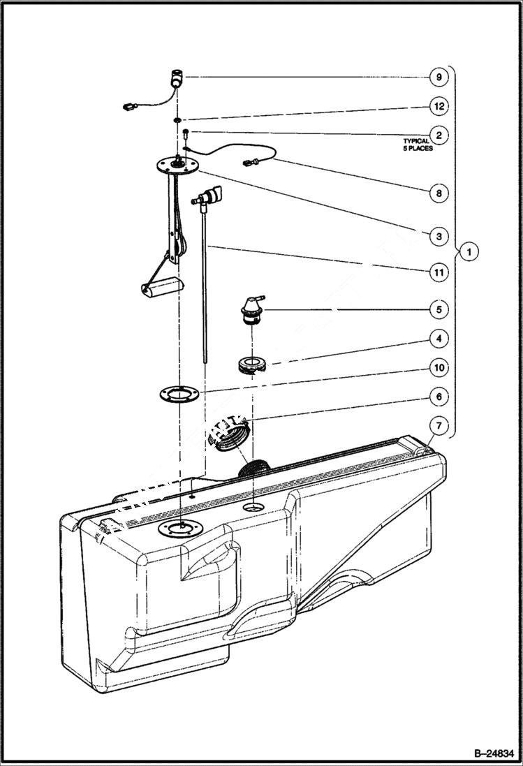 Схема запчастей Bobcat 2200 - FUEL TANK Gasoline MAIN FRAME