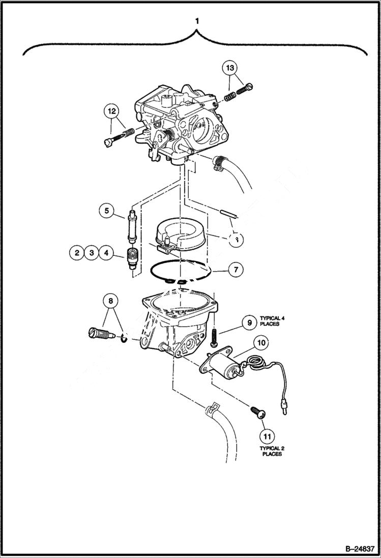 Схема запчастей Bobcat 2200 - CARBURETOR ASSEMBLY Gasoline POWER UNIT