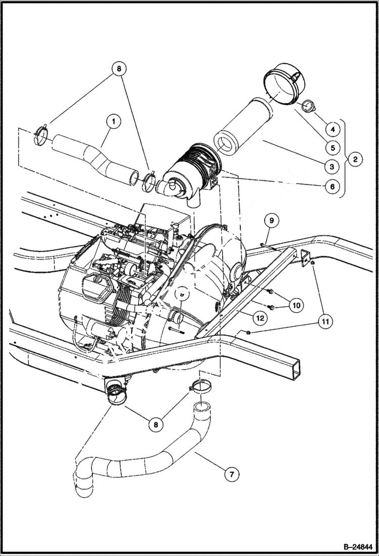 Схема запчастей Bobcat 2200 - INTAKE DUCT & AIR BOX ASSY HONDA ENGINE POWER UNIT