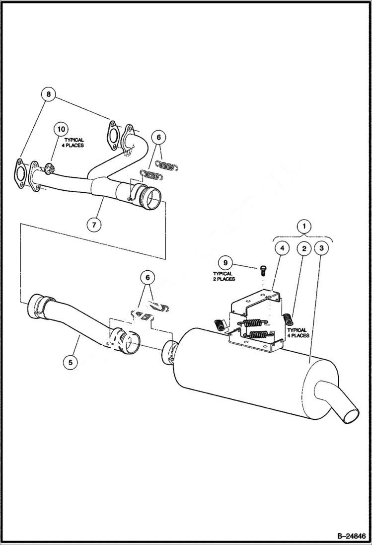 Схема запчастей Bobcat 2200 - EXHAUST SYSTEM Gasoline POWER UNIT