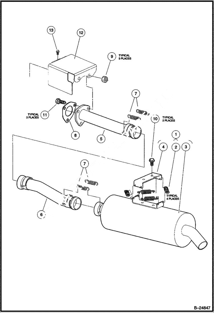 Схема запчастей Bobcat 2200 - EXHAUST SYSTEM Diesel POWER UNIT