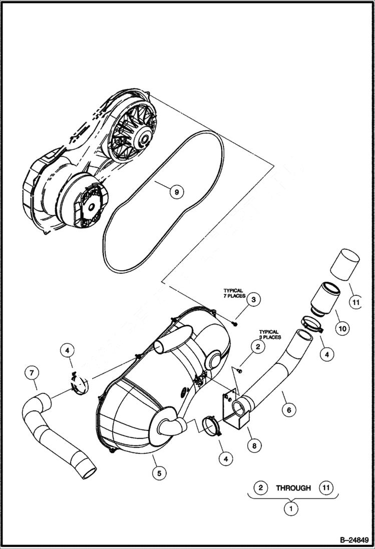 Схема запчастей Bobcat 2200 - CLUTCH COVER SEALED DRIVE TRAIN