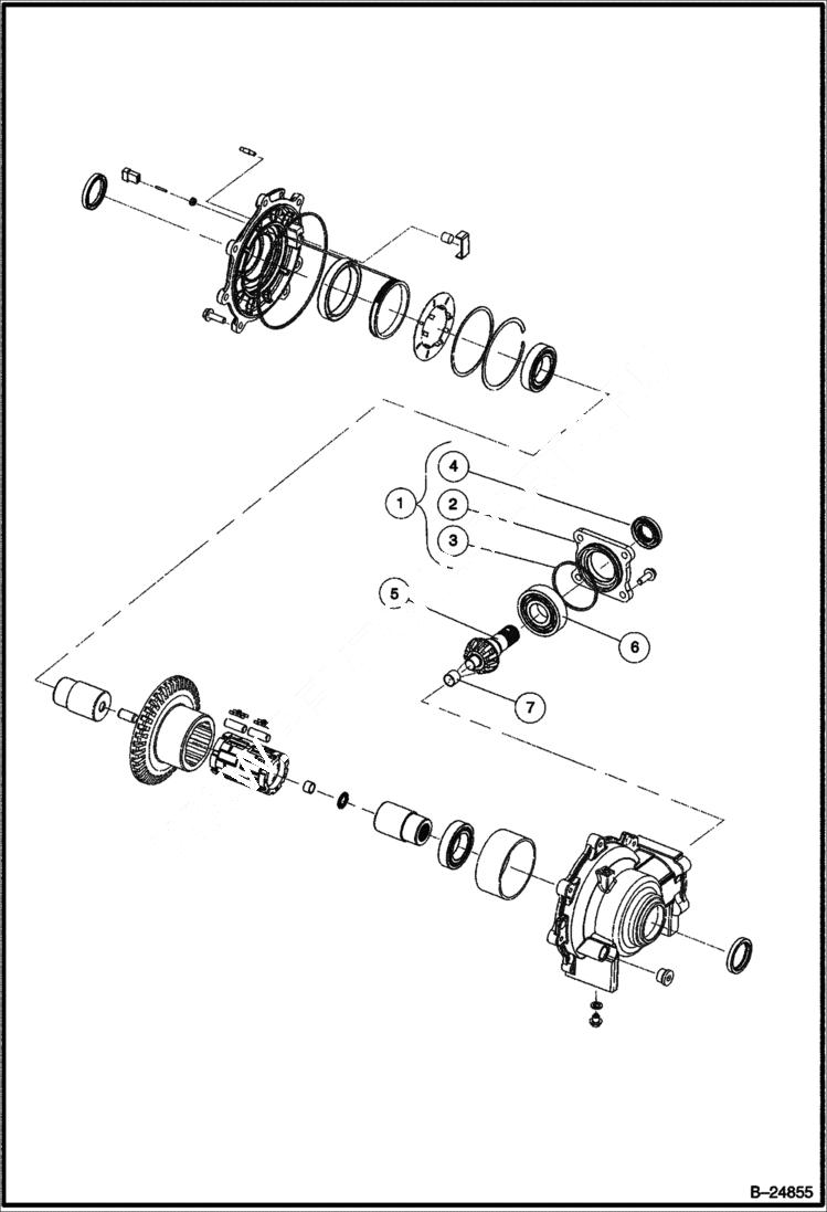 Схема запчастей Bobcat 2300 - FRONT DIFFERENTIAL INPUT COMPONENTS DRIVE TRAIN