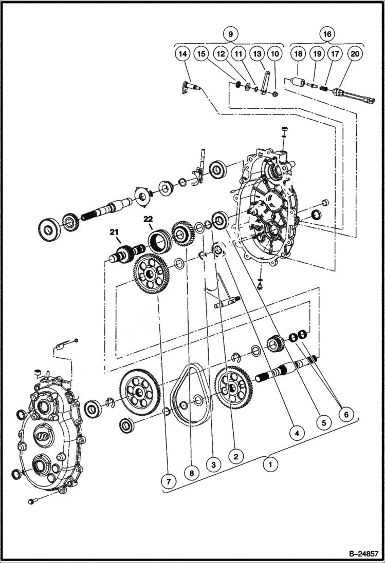 Схема запчастей Bobcat 2200 - TRANSMISSION DRIVE TRAIN