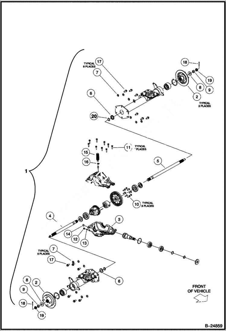 Схема запчастей Bobcat 2200 - REAR DIFFERENTIAL DRIVE TRAIN