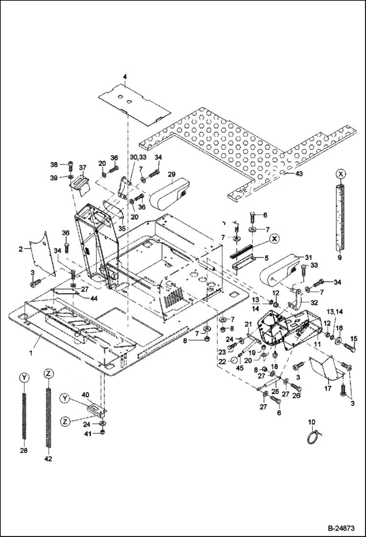 Схема запчастей Bobcat 442 - FLOOR FRAME 5289 11379 & Below MAIN FRAME