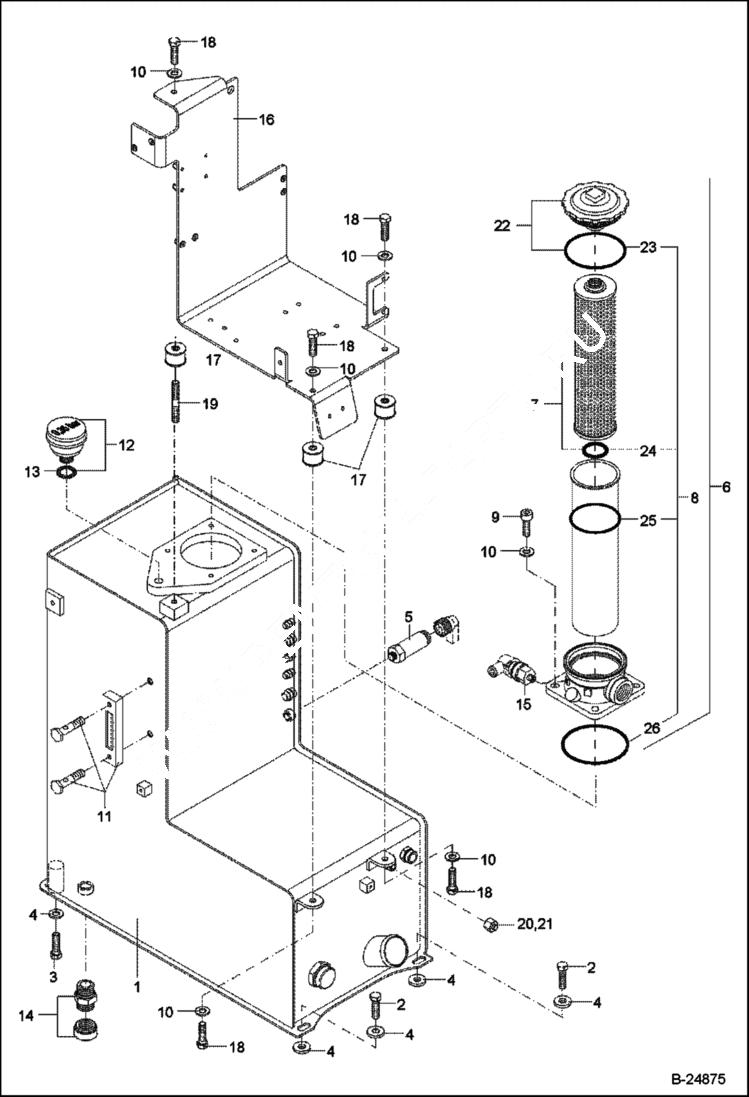 Схема запчастей Bobcat 442 - OIL TANK POWER UNIT