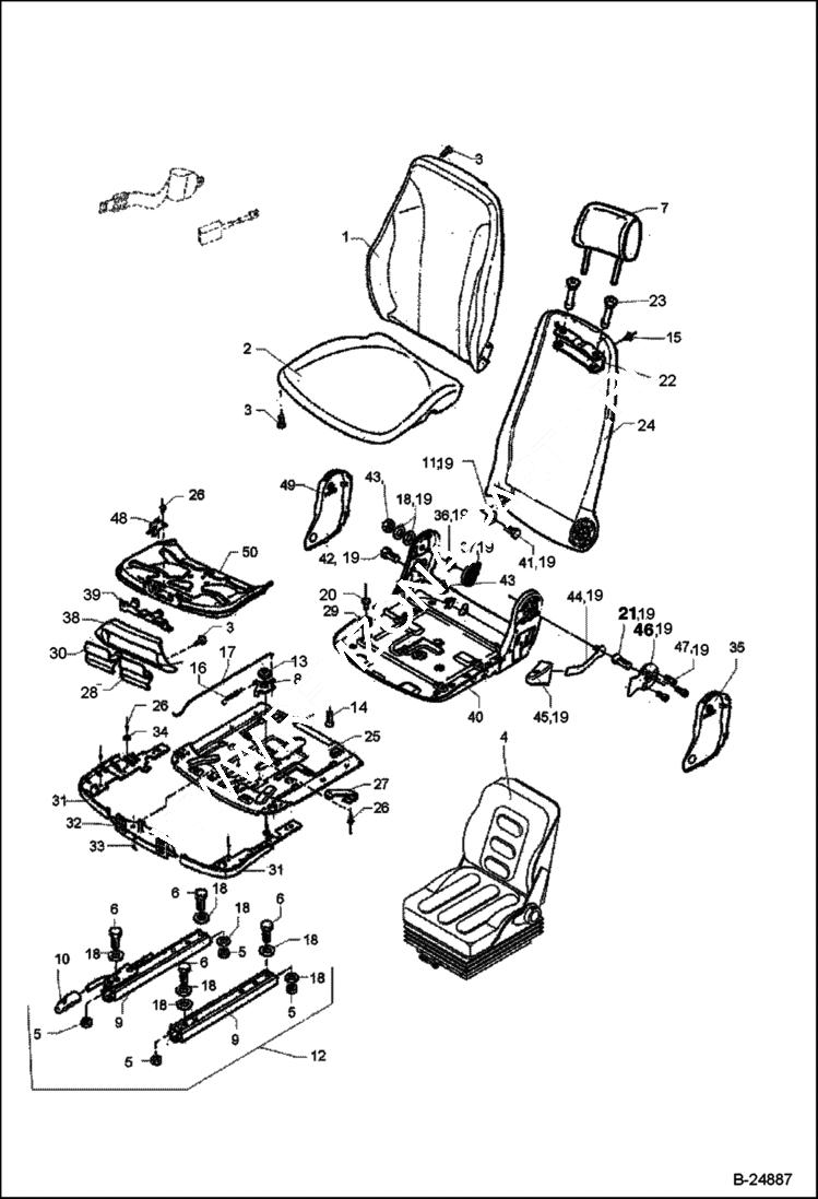 Схема запчастей Bobcat 442 - OPERATORS SEAT MAIN FRAME