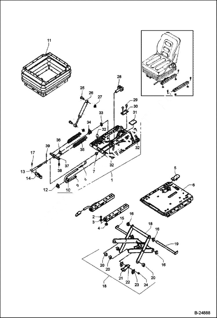 Схема запчастей Bobcat 442 - OPERATORS SEAT Suspension MSG 85 MAIN FRAME