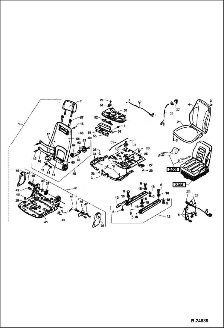 Схема запчастей Bobcat 442 - OPERATORS SEAT W/Heating MSG 95 MAIN FRAME