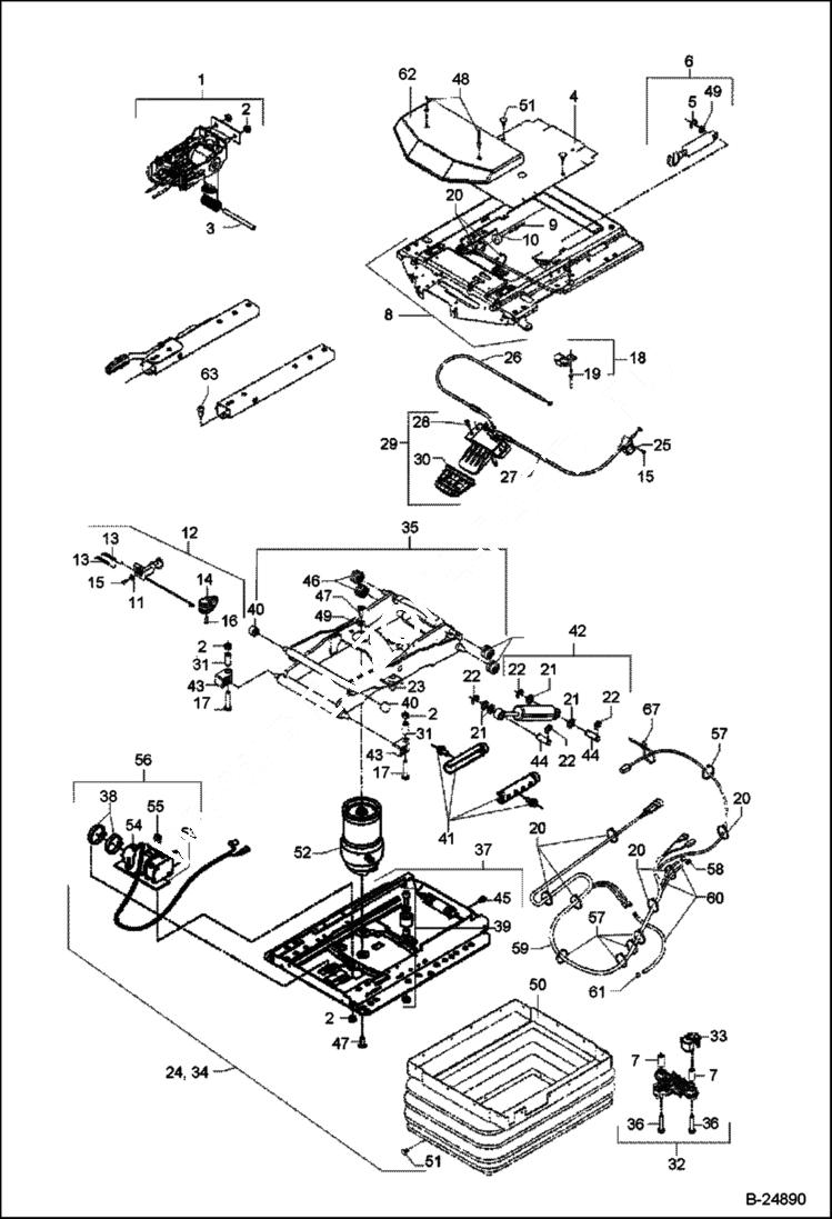 Схема запчастей Bobcat 442 - OPERATORS SEAT Suspension MSG 95 MAIN FRAME