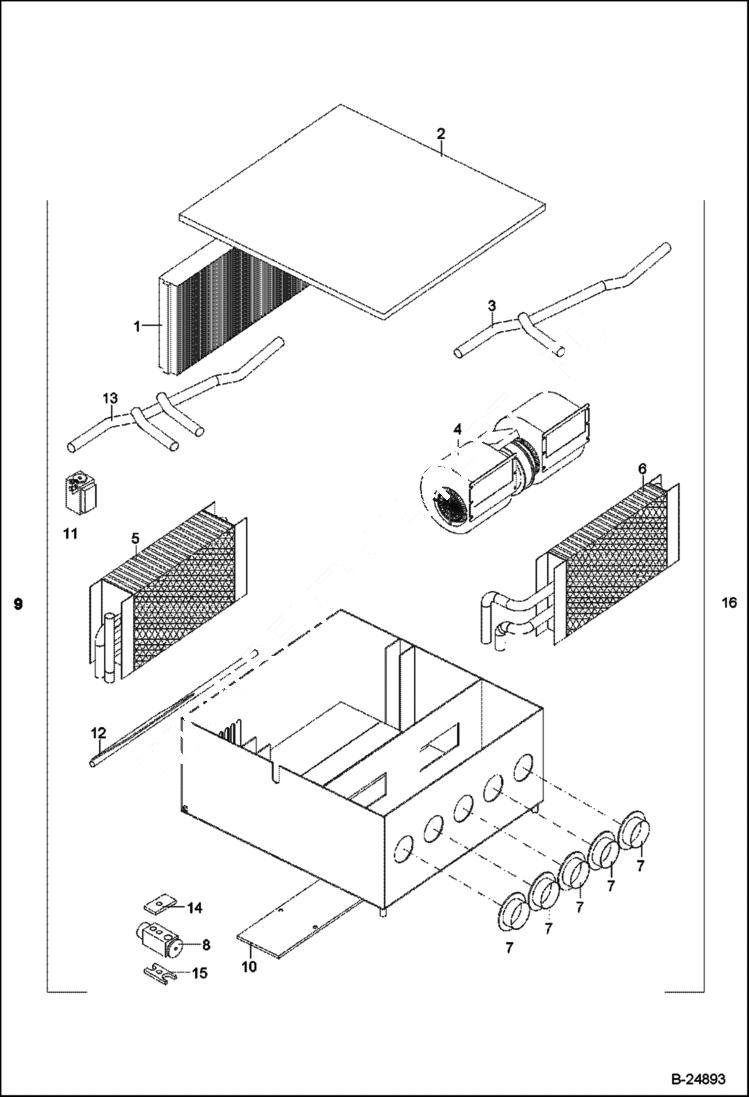 Схема запчастей Bobcat 442 - HEATING/AIR CONDITIONING 5289 11031 & Below MAIN FRAME