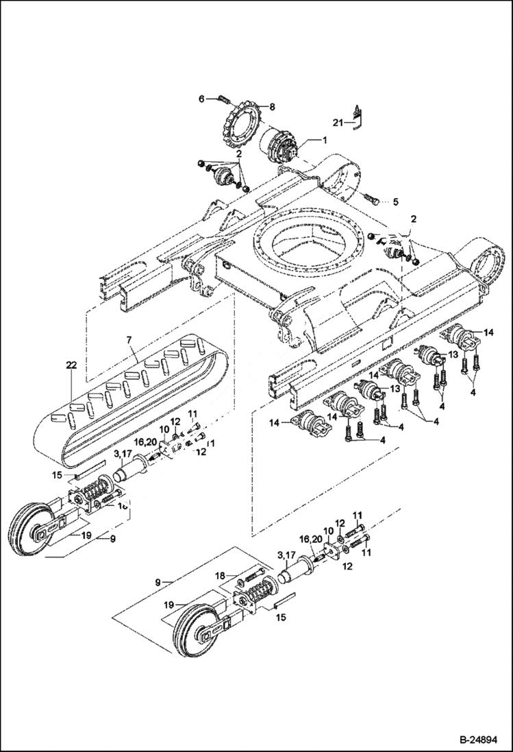 Схема запчастей Bobcat 442 - TRACK VERSION Rubber Track UNDERCARRIAGE