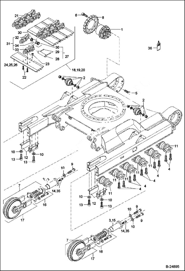 Схема запчастей Bobcat 442 - TRACK VERSION Steel Track UNDERCARRIAGE