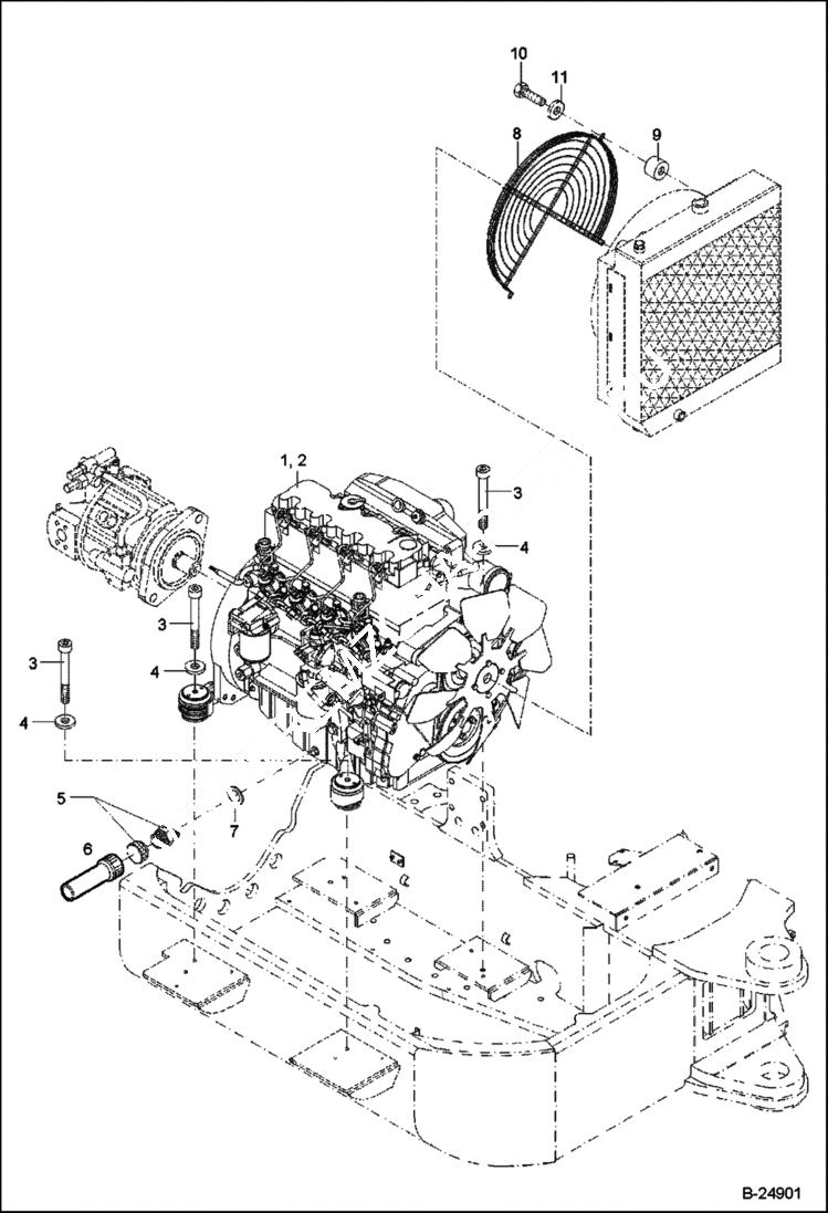 Схема запчастей Bobcat 442 - ENGINE ASSEMBLY POWER UNIT