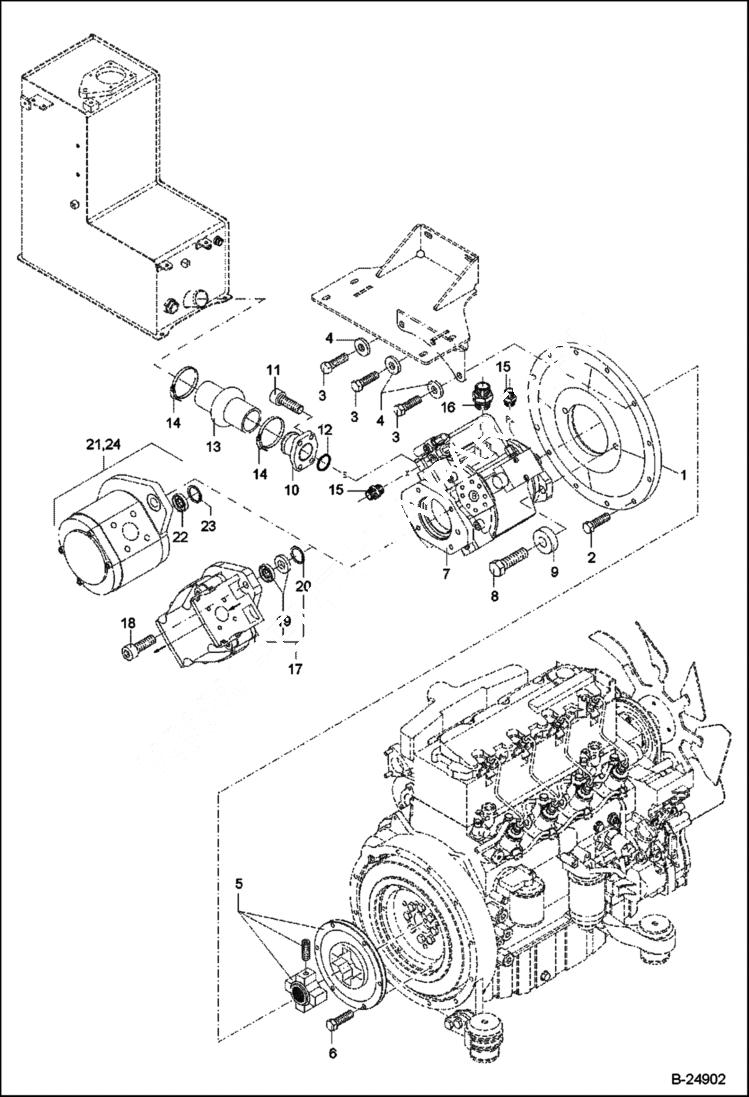 Схема запчастей Bobcat 442 - PUMPS MOUNTING POWER UNIT