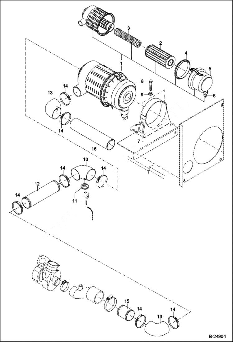 Схема запчастей Bobcat 442 - AIR FILTER POWER UNIT