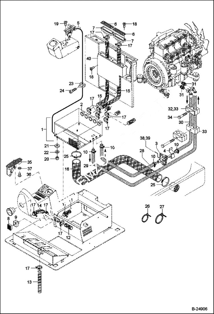 Схема запчастей Bobcat 442 - HEATING 5289 11031 & Below POWER UNIT