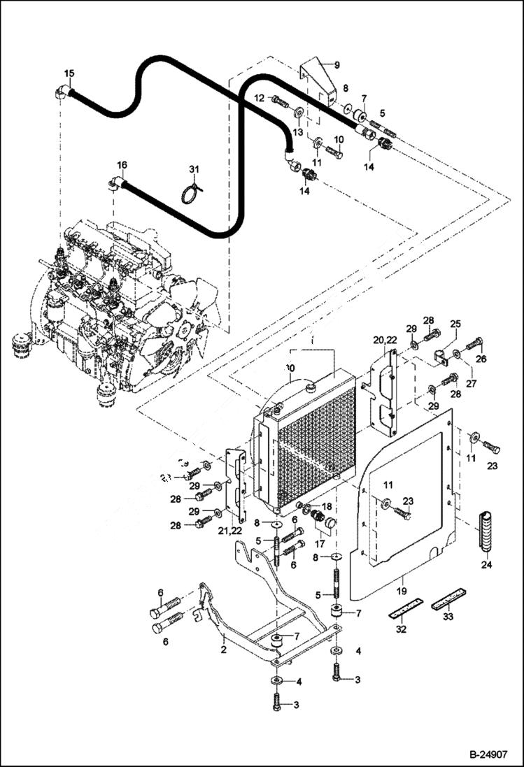 Схема запчастей Bobcat 442 - COMBINED OIL COOLER POWER UNIT