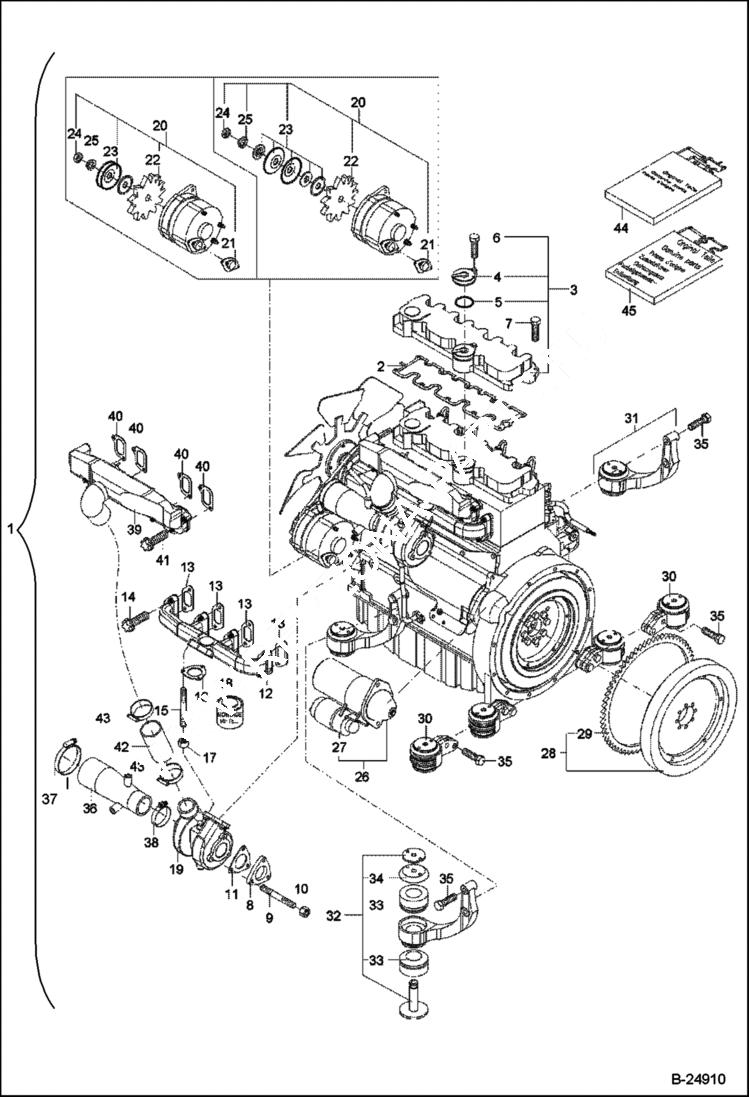 Схема запчастей Bobcat 442 - ENGINE PARTS POWER UNIT