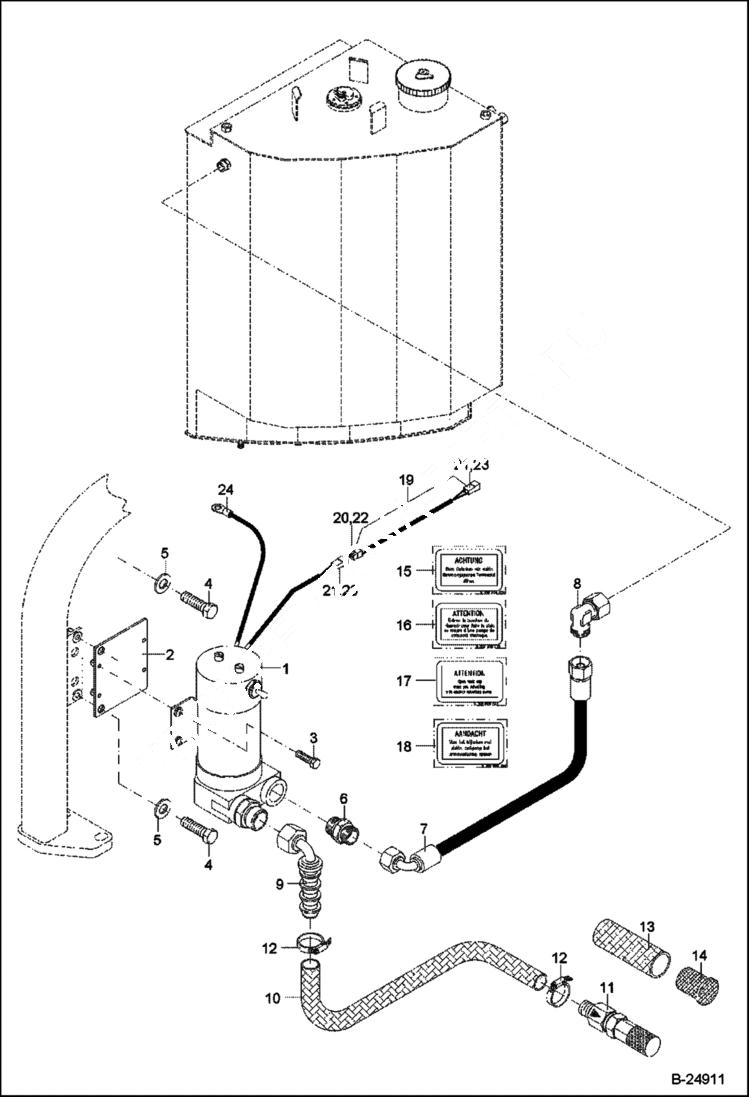 Схема запчастей Bobcat 442 - REFILLING PUMP HYDRAULIC SYSTEM