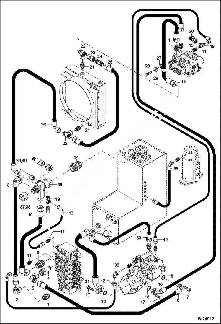 Схема запчастей Bobcat 442 - HYDRAULIC INSTALLATION Circulation HYDRAULIC SYSTEM