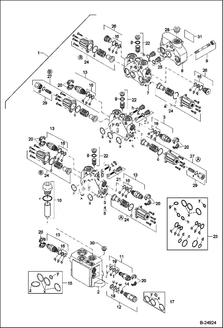 Схема запчастей Bobcat 442 - VALVE BANK HYDRAULIC SYSTEM