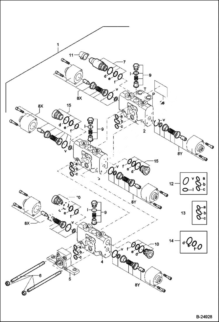 Схема запчастей Bobcat 442 - VALVE BANK HYDRAULIC SYSTEM