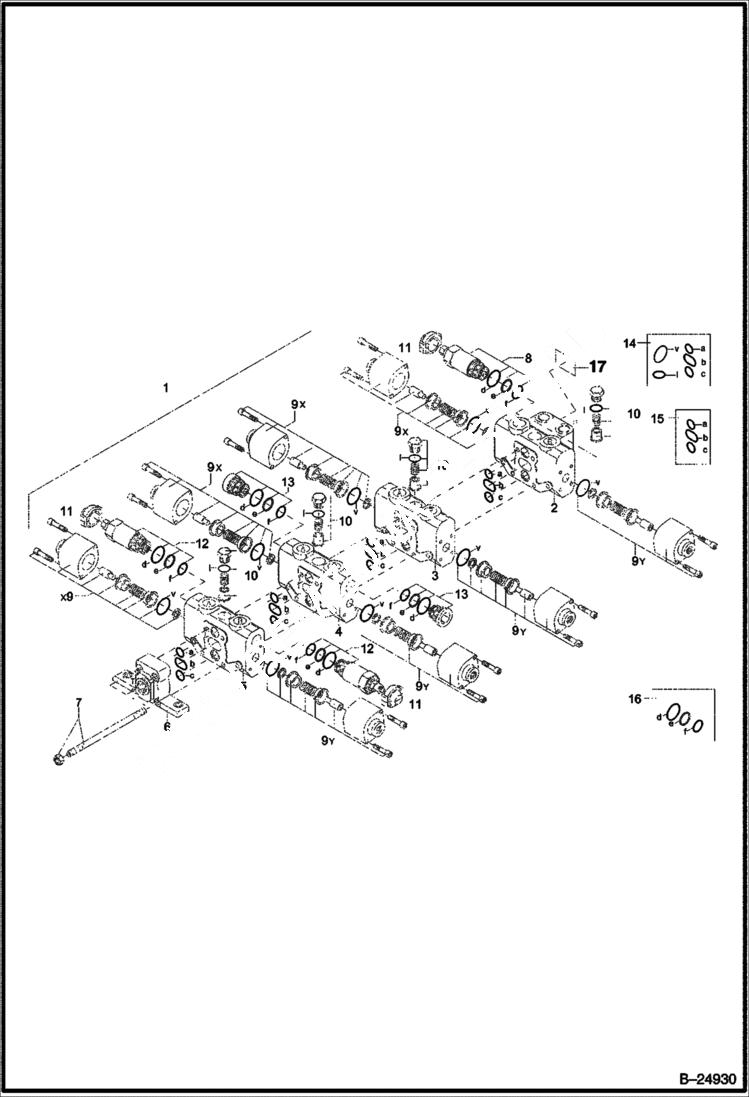 Схема запчастей Bobcat 442 - VALVE BANK HYDRAULIC SYSTEM