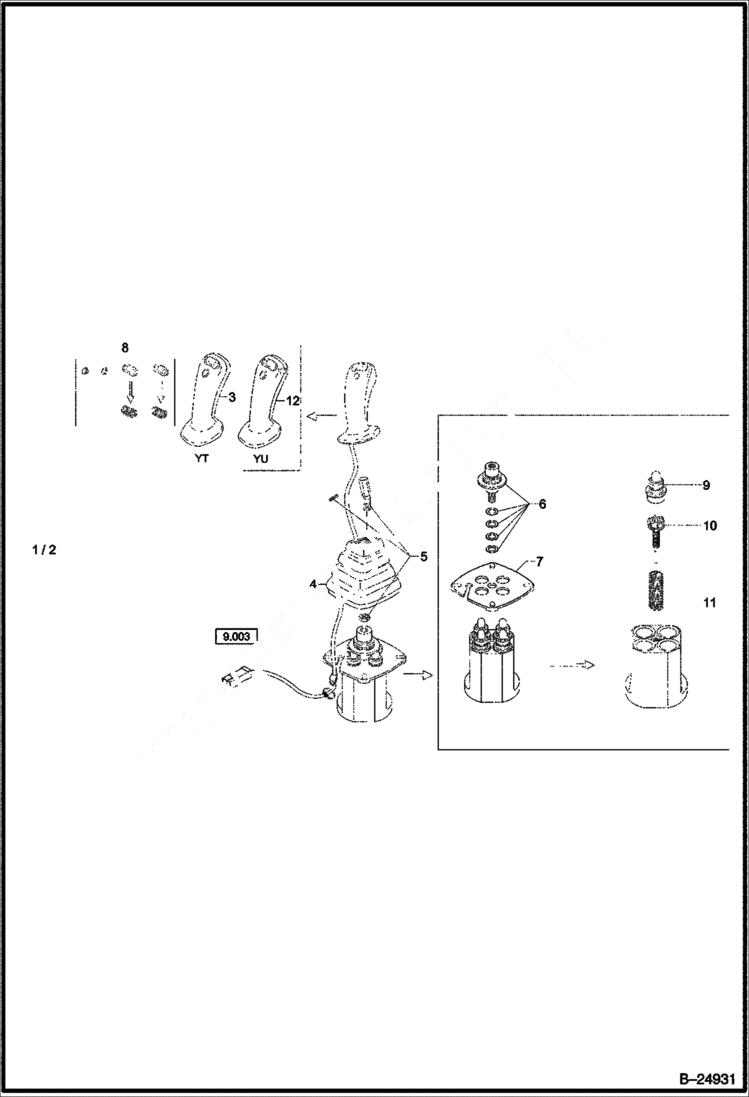 Схема запчастей Bobcat 442 - PILOT OPERATED VALVE Joy Stick HYDRAULIC SYSTEM