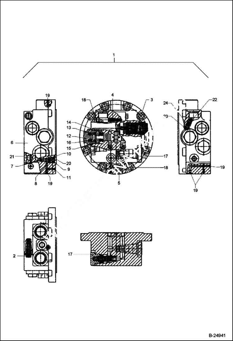 Схема запчастей Bobcat 442 - CONNECTION PLATE WITH VALVES HYDRAULIC SYSTEM