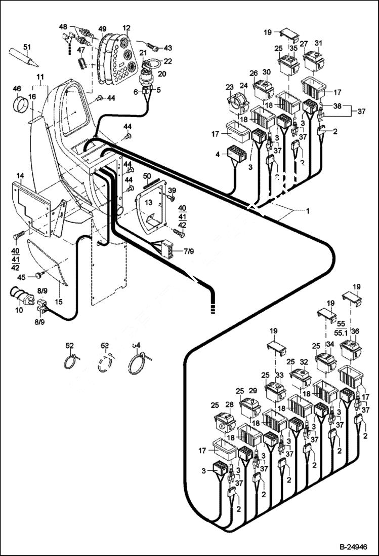 Схема запчастей Bobcat 442 - ELECTRIC INSTALLATION Dash/Console 5289 11014 & Below ELECTRICAL SYSTEM