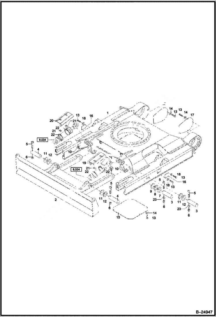 Схема запчастей Bobcat 442 - UNDER CARRIAGE Support Blade, Cover UNDERCARRIAGE