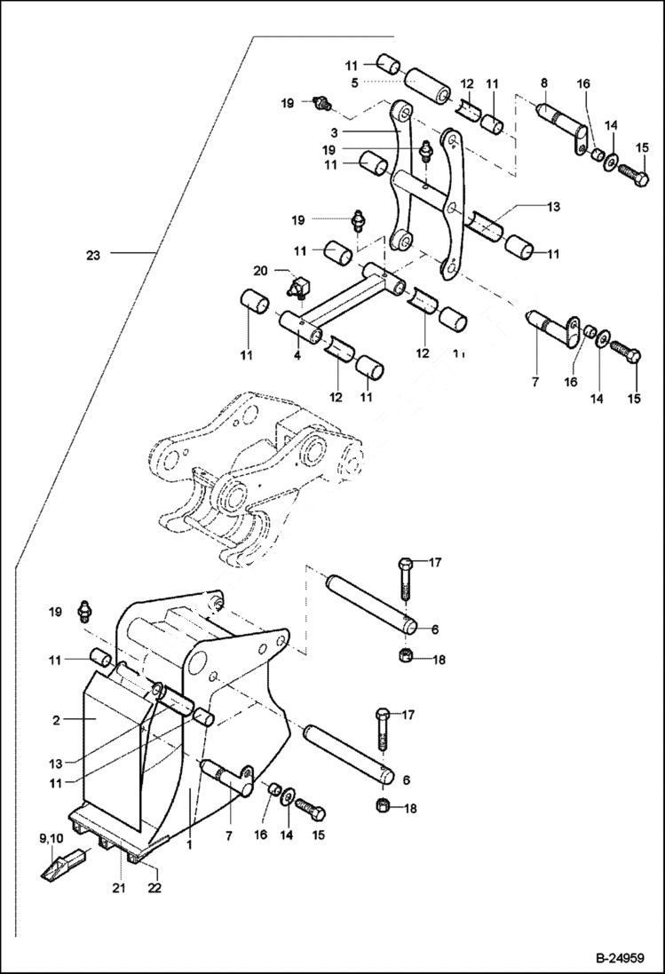 Схема запчастей Bobcat BUCKETS - BUCKET (W/Scraper & Quick Release)(442) (290 mm) Экскаваторы