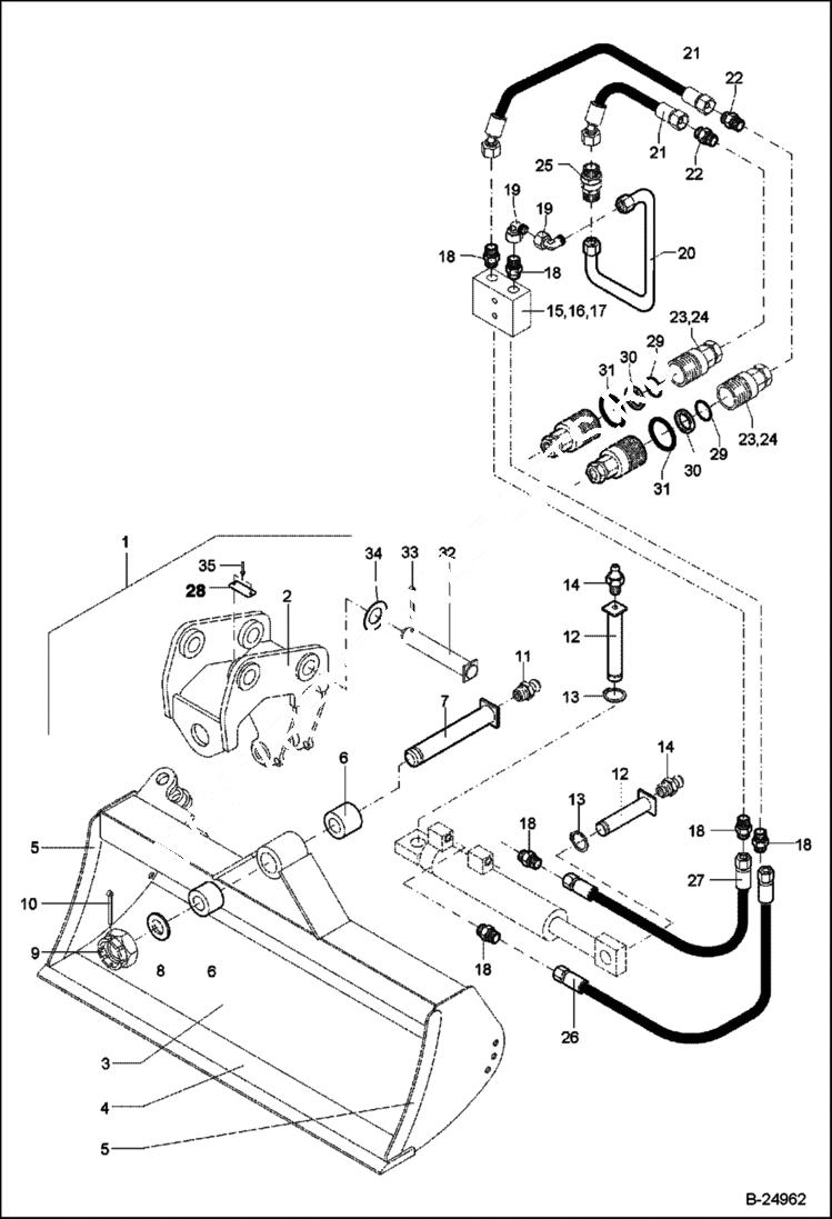 Схема запчастей Bobcat 442 - BUCKET Swiveling - Direct Mounted 1500mm ACCESSORIES & OPTIONS