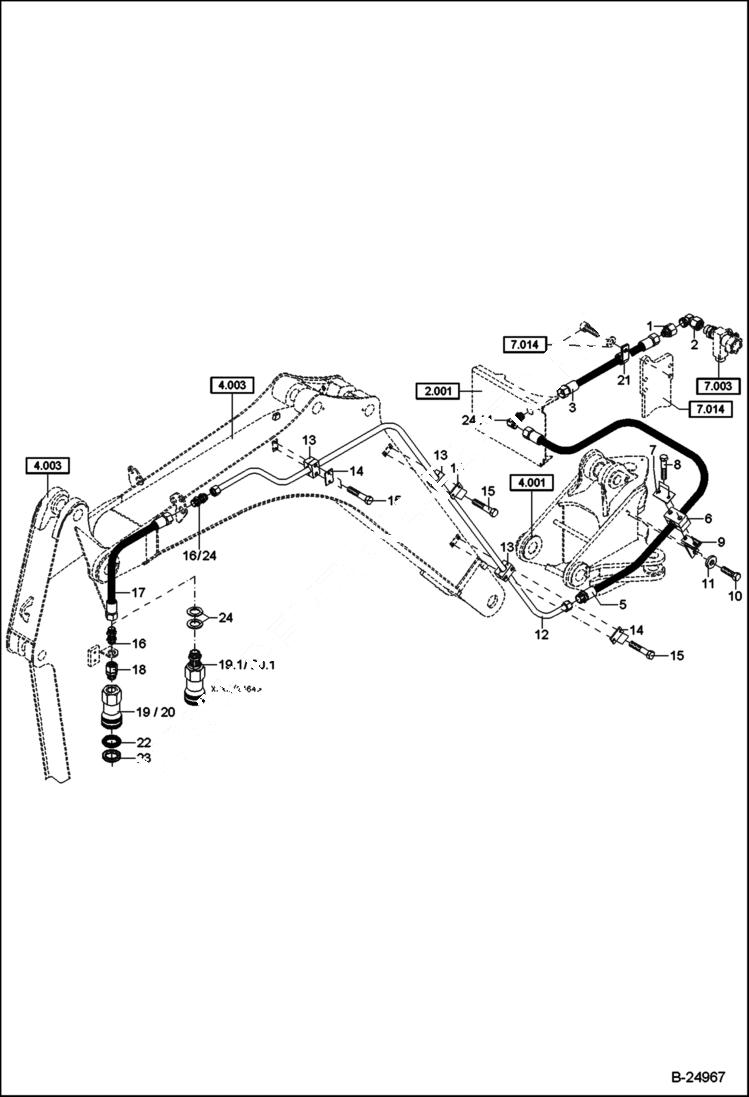 Схема запчастей Bobcat 442 - HYDRAULIC INSTALLATION Pressureless Return Line Mono ACCESSORIES & OPTIONS