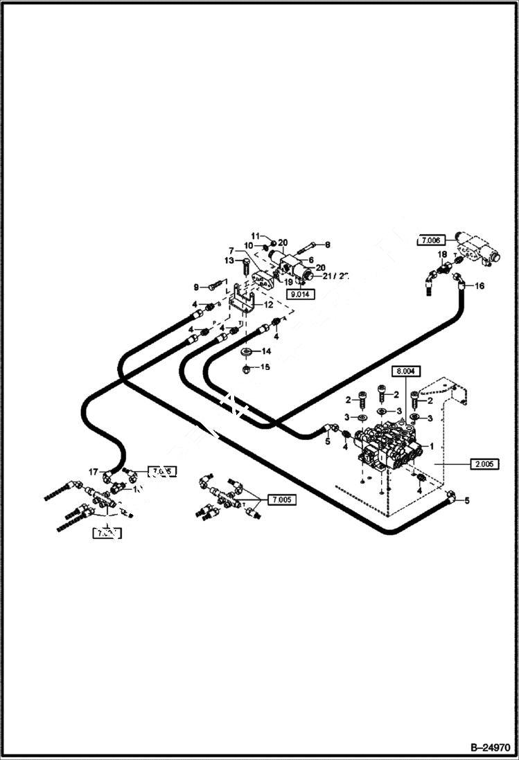 Схема запчастей Bobcat 442 - HYDRAULIC INSTALLATION Additional Circuit Control Valve ACCESSORIES & OPTIONS