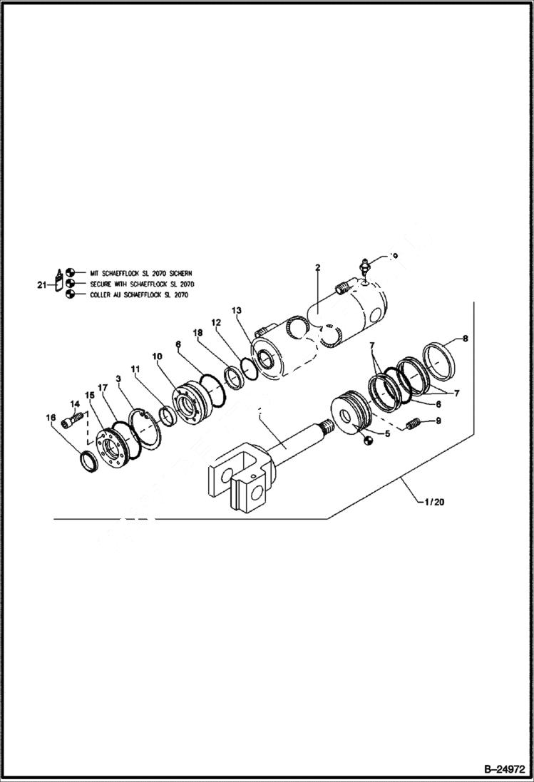 Схема запчастей Bobcat 442 - HYDRAULIC CYLINDER Swiveling Bucket 1250mm HYDRAULIC SYSTEM