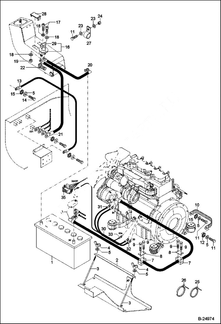 Схема запчастей Bobcat 442 - ELECTRIC INSTALLATION Uppercarriage 5289 11343 & Below ELECTRICAL SYSTEM