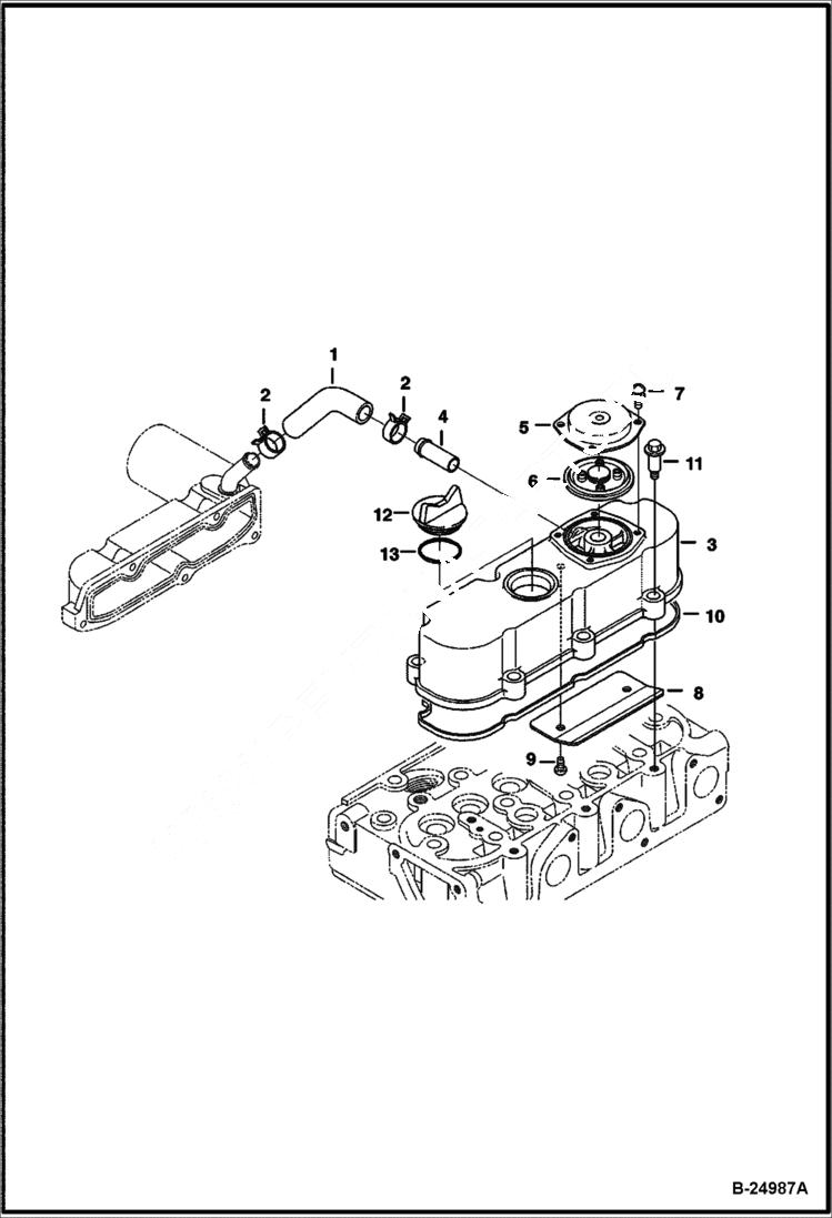 Схема запчастей Bobcat Mini Tracks Loaders - ROCKER ARM COVER (Kubota D902-E3B-BC-1)(Tier IV Replacement) REPLACEMENT ENGINE