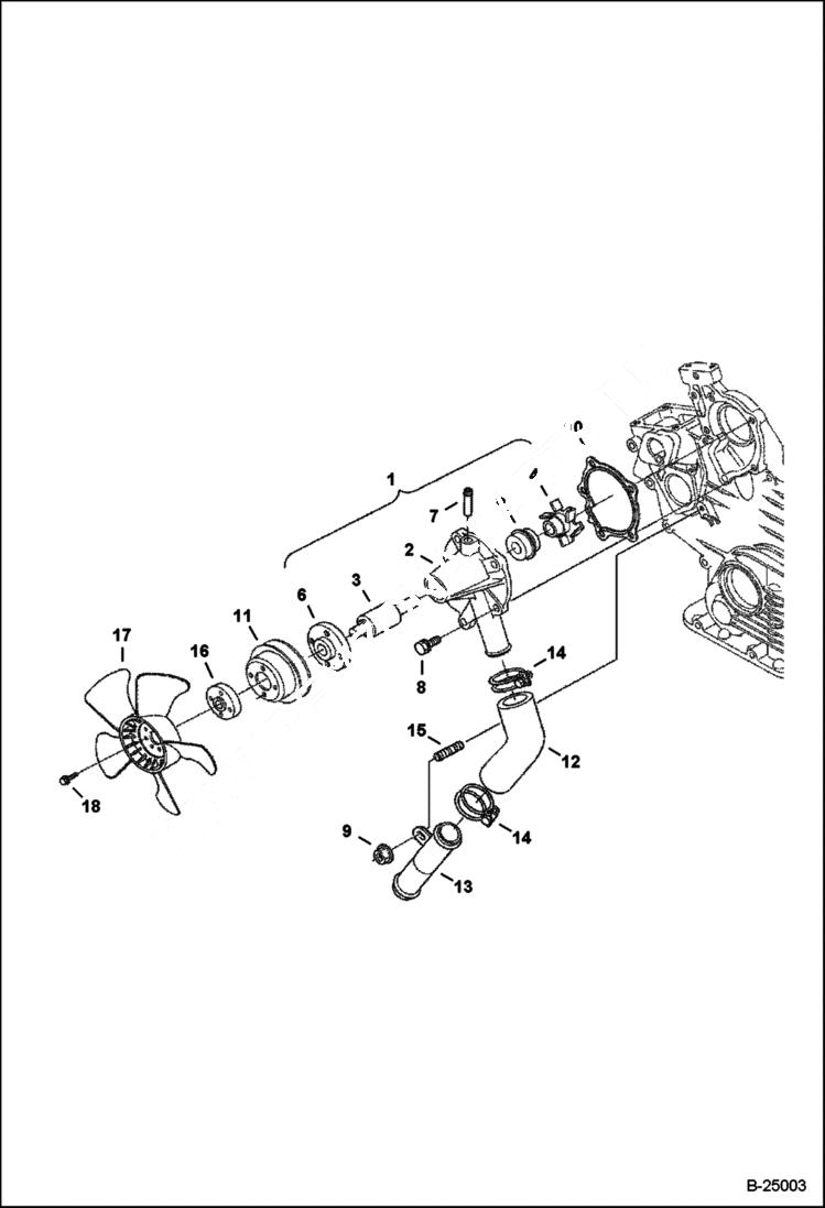 Схема запчастей Bobcat Mini Tracks Loaders - WATER PUMP (Kubota D722-E2B-BC-6) (Tier II) (S/N 5287 11001 & Above, 5288 11001 & Above) POWER UNIT