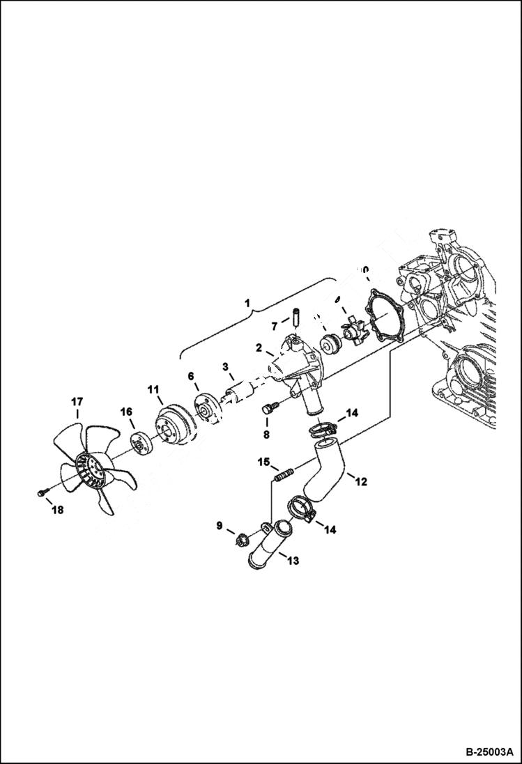 Схема запчастей Bobcat Mini Tracks Loaders - WATER PUMP (Kubota D902-E3B-BC-1)(Tier IV Replacement) REPLACEMENT ENGINE