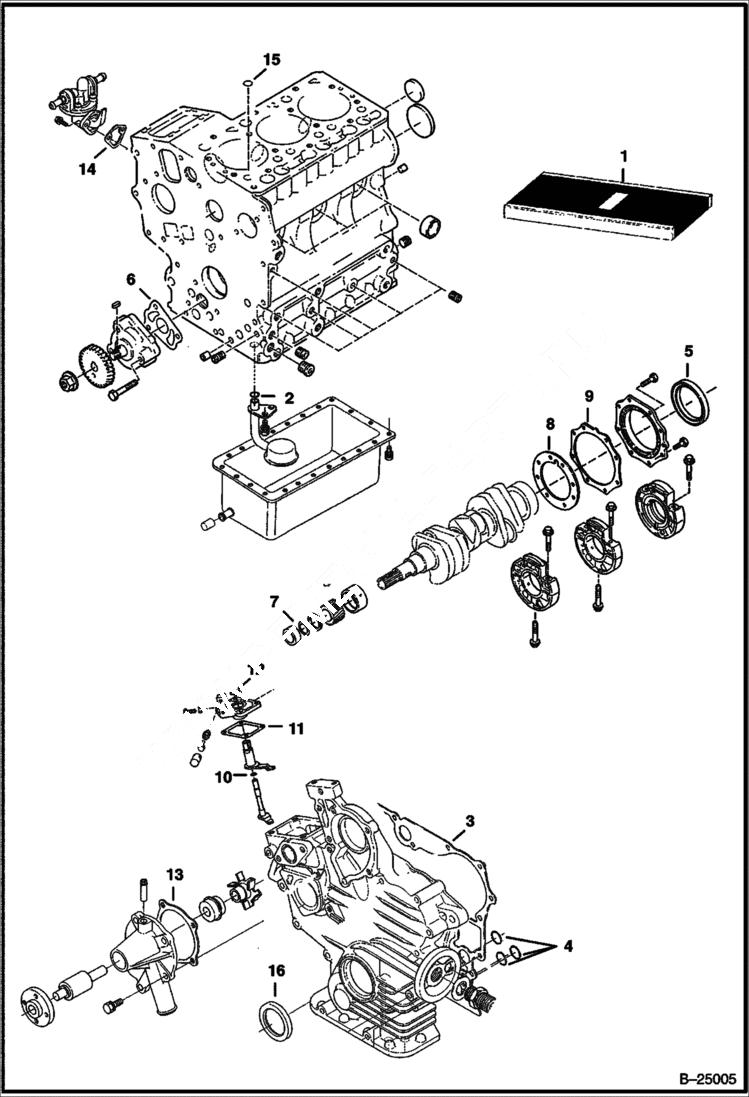 Схема запчастей Bobcat Mini Tracks Loaders - LOWER GASKET KIT POWER UNIT